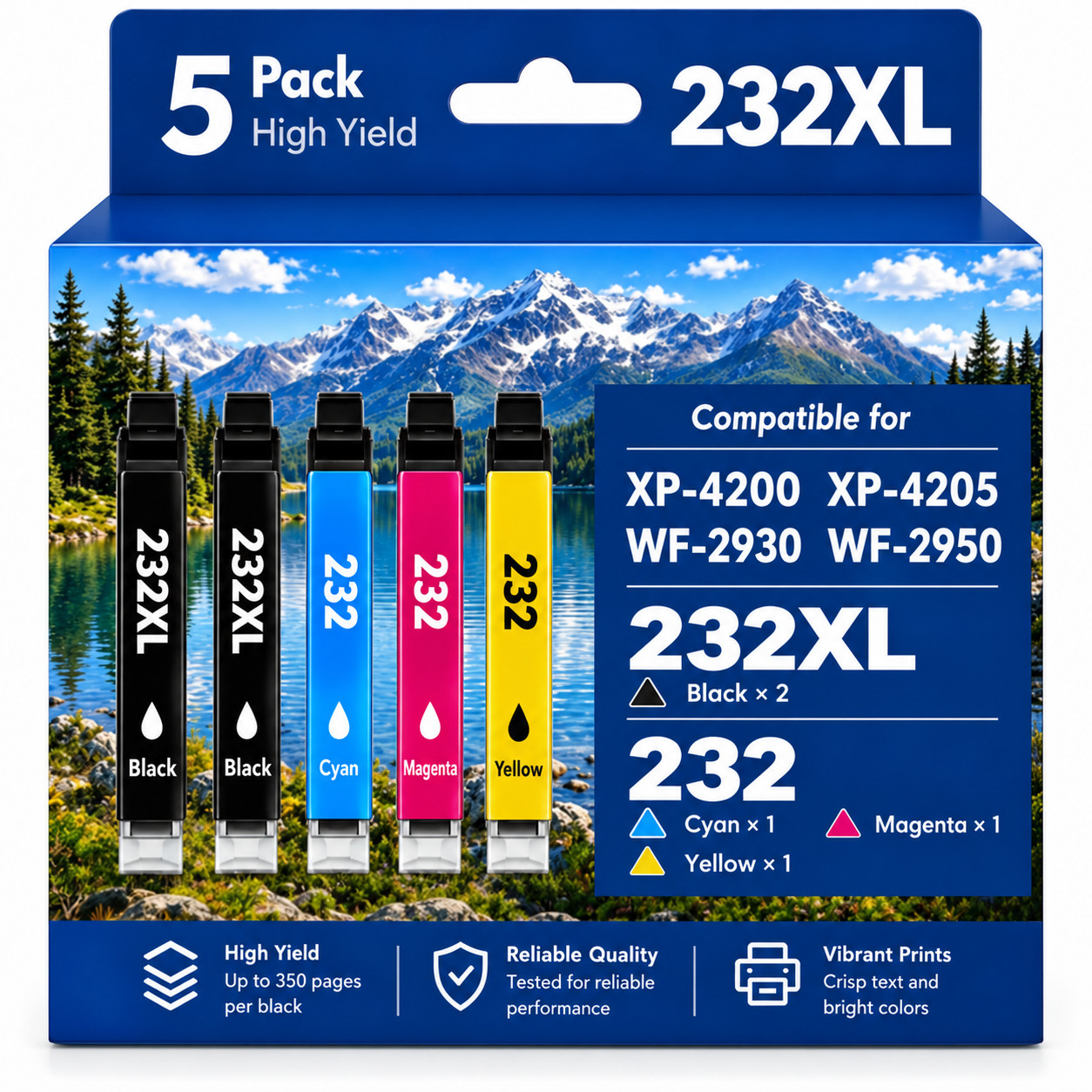 5PACK 232XL Ink cartridges Replacement For 232xl XP-4200 XP-4205 WF-2930 WF-2950