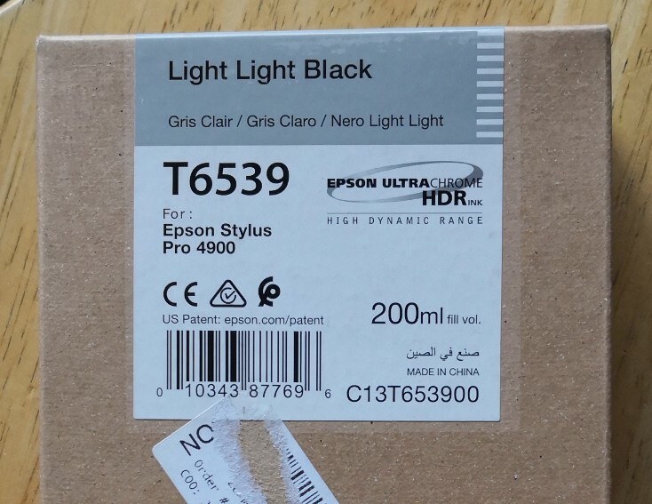 06-2025 Genuine Epson T6539 200ml Light Light Black Ultra chrome HDR Ink 4900