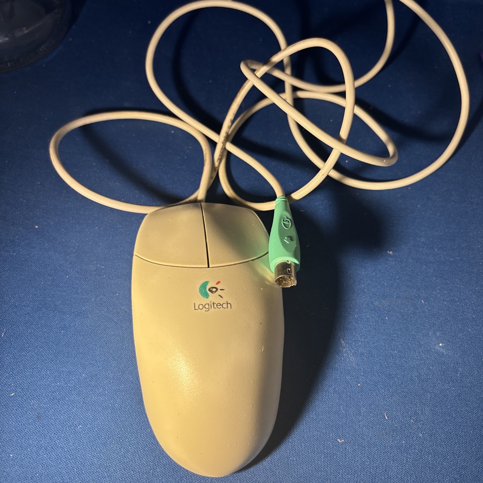  Vintage Logitech M-S34 2-Button Wired Ball Mouse PS/2 Classic Beige OEM