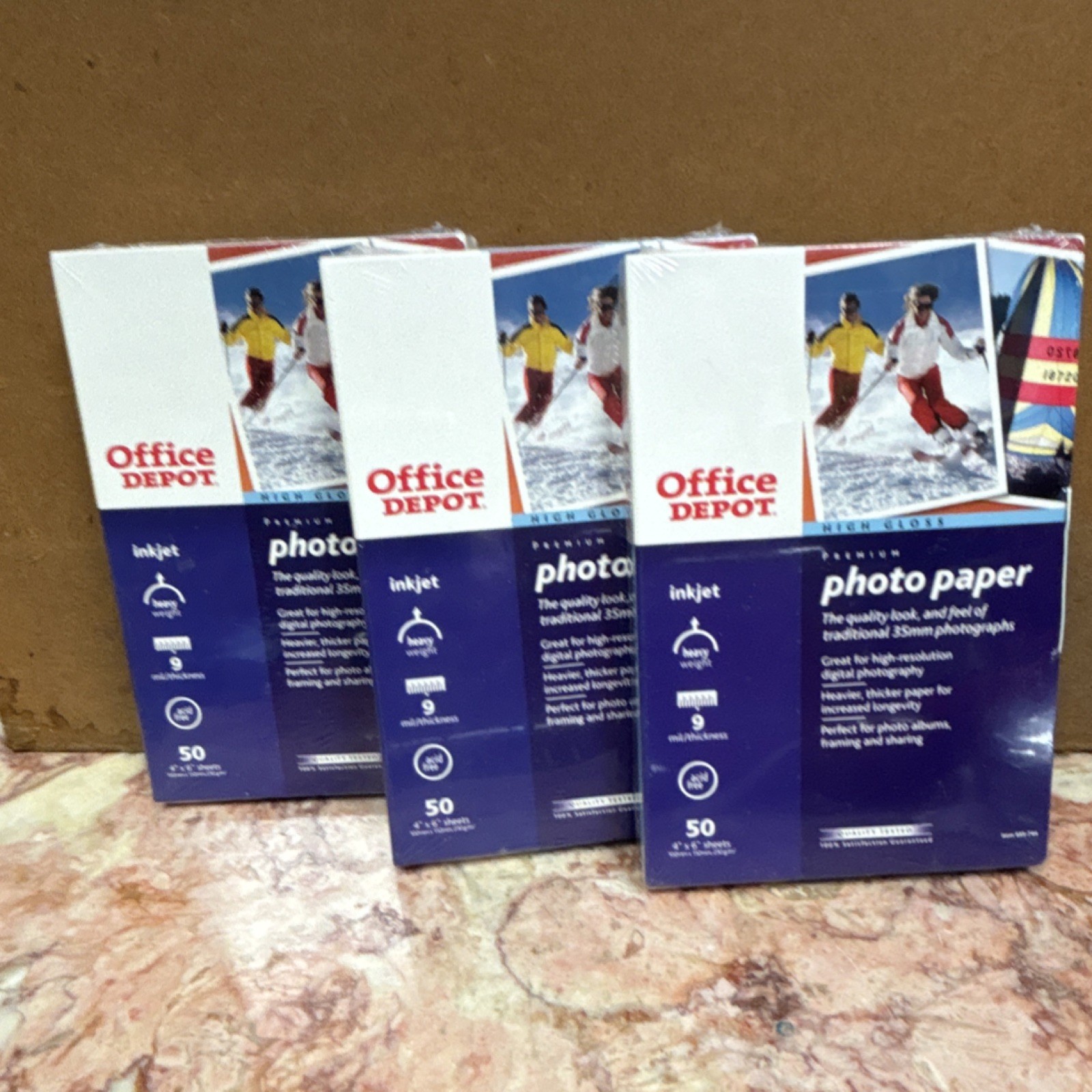 New 3 PACKS Office Depot Premium High-Gloss Inkjet Photo Paper 4x6 50 Sheets