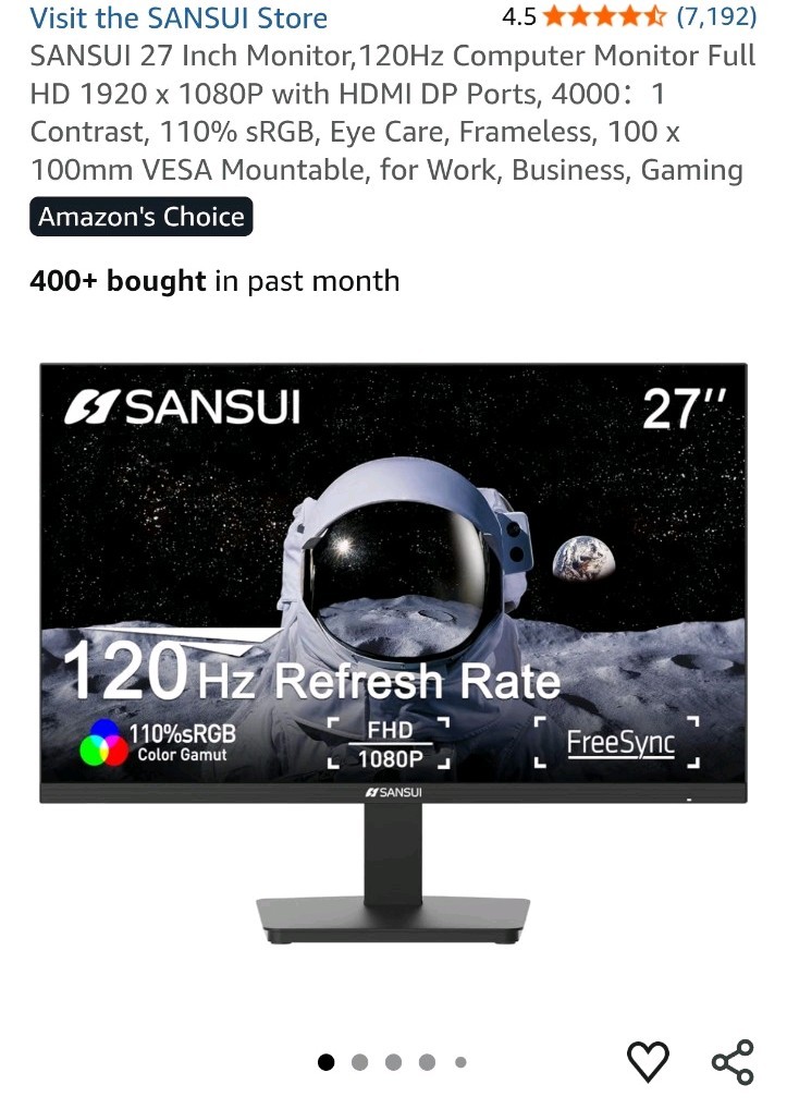 SANSUI ES-27F2 27" FHD LED 1920x1080 125Hz 5ms Flat HDMI/DP Black