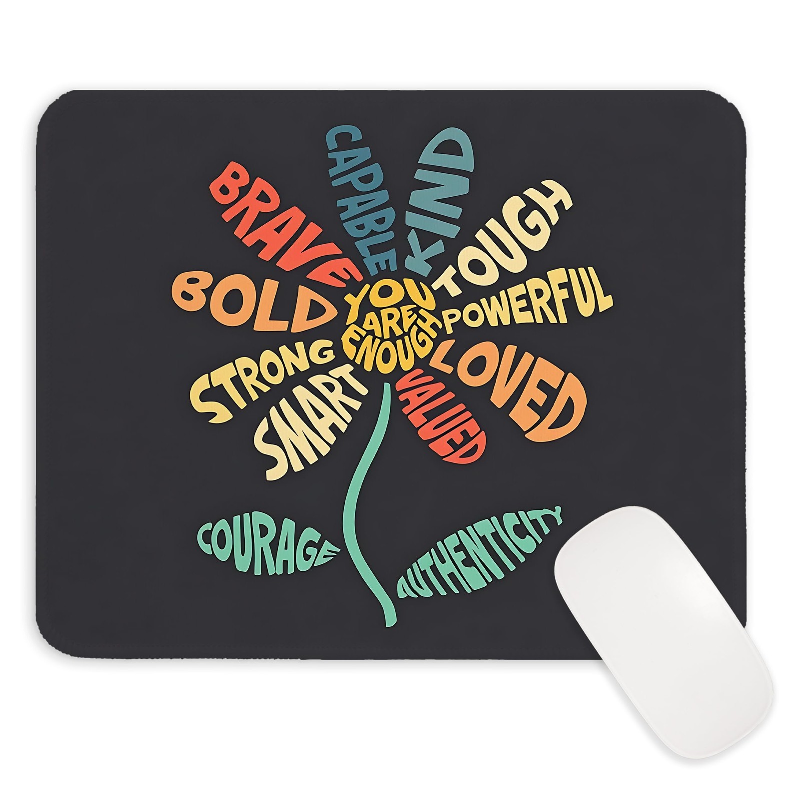 Boho Floral Inspirational Mouse Pad 9.5x7.9 Inch, Motivational Positive Affir...