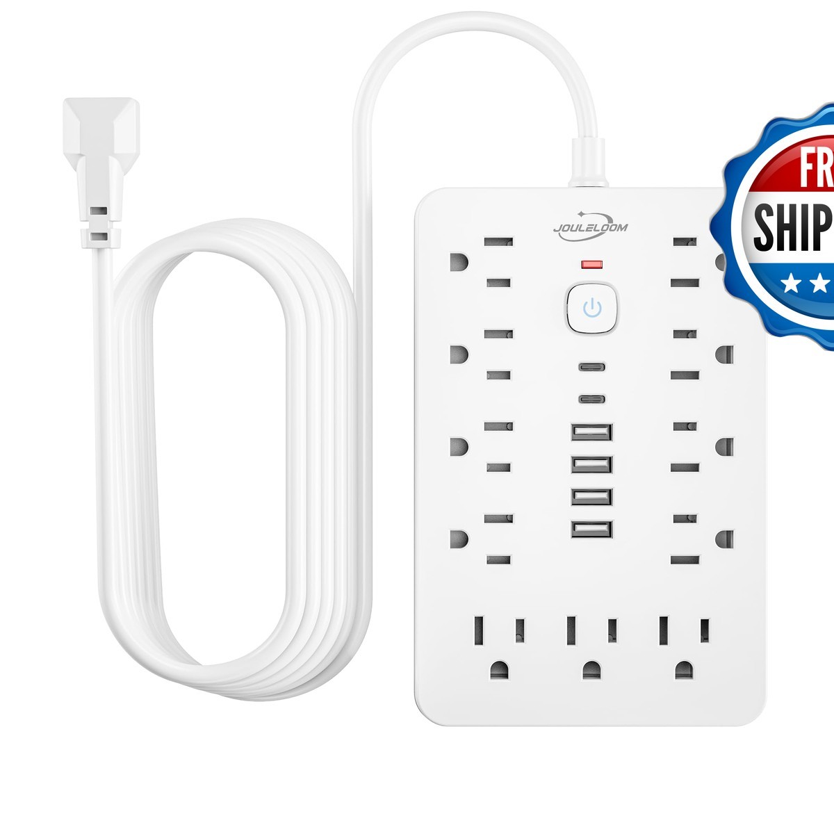 JouleLoom 6 FT Flat Plug Surge Protector Power Strip,11 Multiple AC Outlets 6