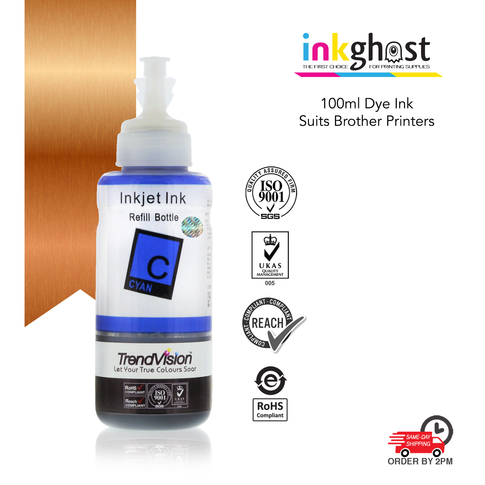 Cyan 100ml Trend Ink Compatible with Brother LC133 LC233 Cartridge LC233C CISS