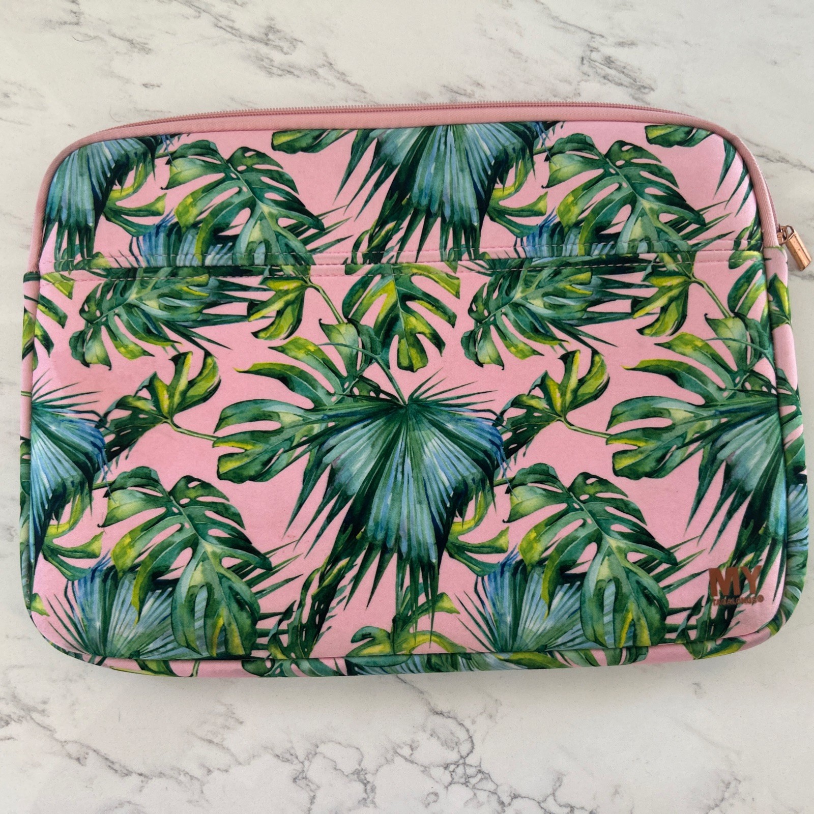 MY TAGALONGS LAPTOP SLEEVE NEOPRENE Scuba Cushioning Green Leaves Fits 13 & 15”