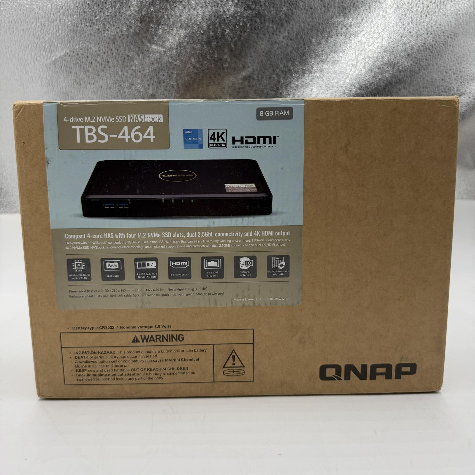 QNAP TBS-464-8G-US 4 Bay M.2 NVMe SSD NASbook Intel Celeron, FOR PARTS/REPAIR