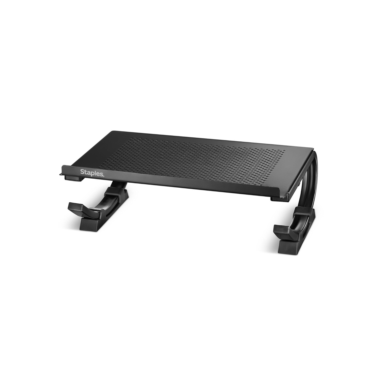 Staples TECH Adjustable Steel Laptop Stand, Ergonomic Curved Riser Black
