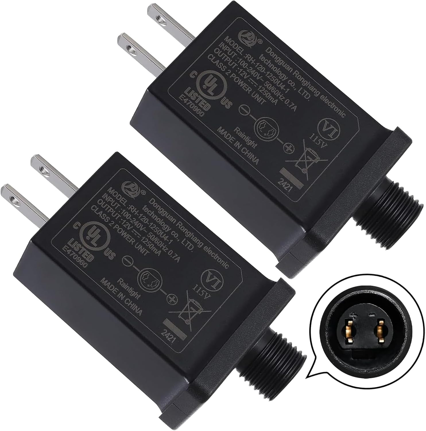 2Pcs Replacement Yard Inflatable Adapter, 12V 1.25A Power Supply Adaptor for Out
