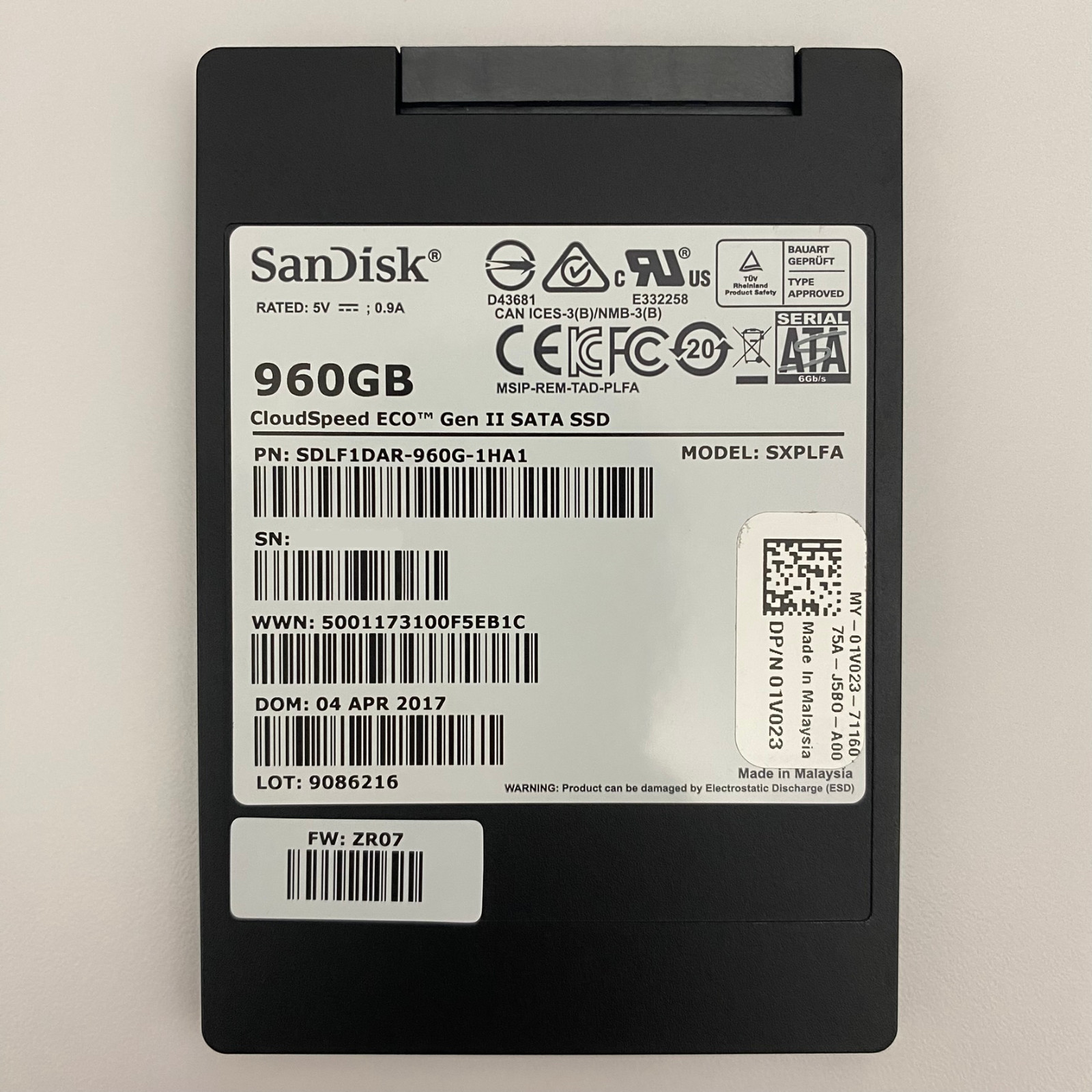 SANDISK CloudSpeed Eco Gen II 960GB 2.5" SATA III MLC Internal SSD SXPLFA Dell