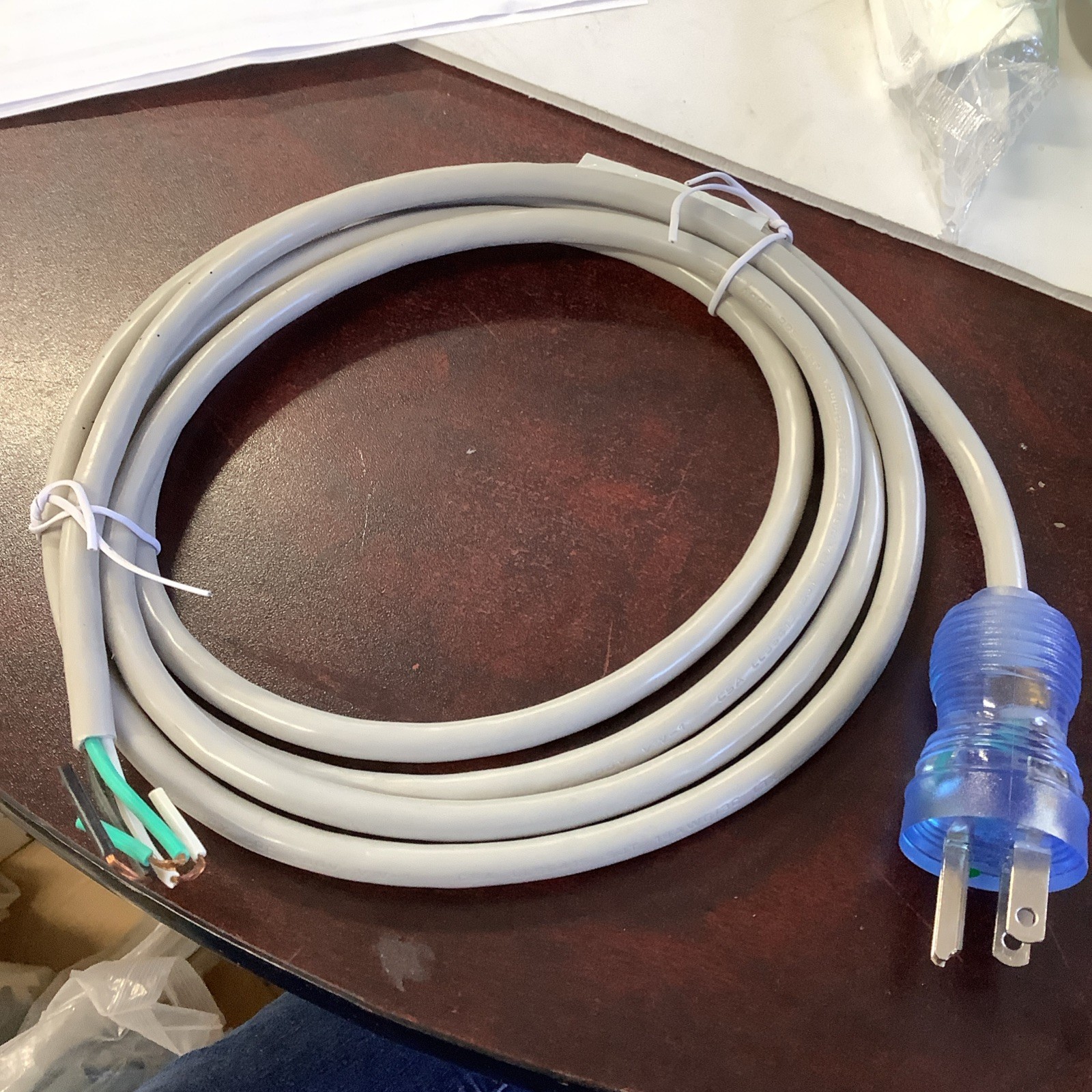 6ft 300 V Hospital Grade Power Cord, 18 AWG, Gray