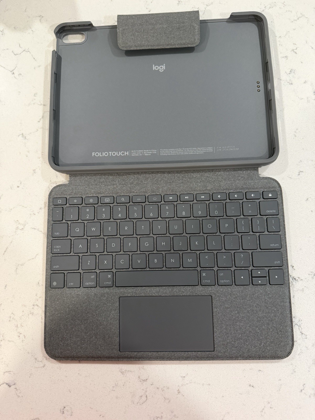 Logitech Keyboard Folio Case Fabric Gray Trackpad Detachable Keyboard