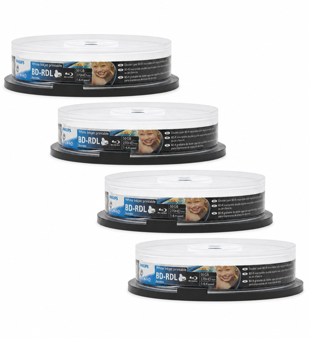 PHILIPS BD-R DL 50GB 6X White Inkjet Printable Dual Layer Blu-ray Disc 40 Pack