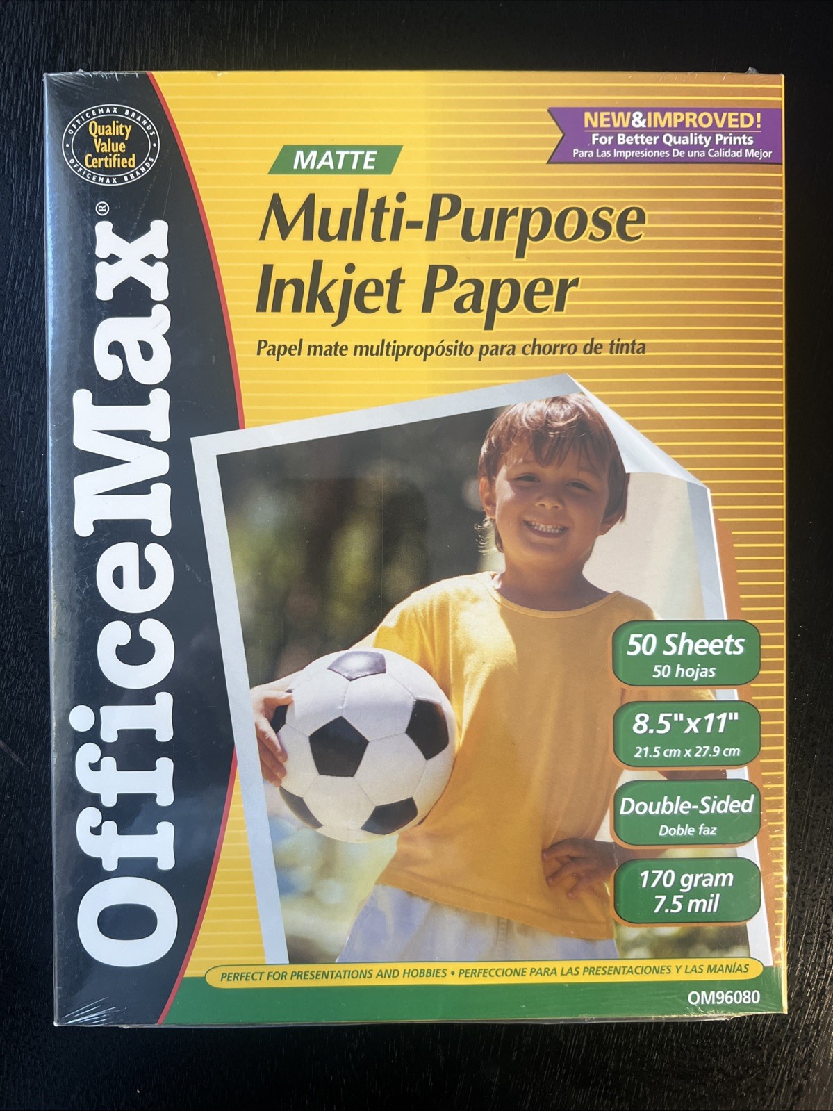OfficeMax Double Sided Inkjet Paper, Matte Premium, Inkjet OM96080 50 Sheets