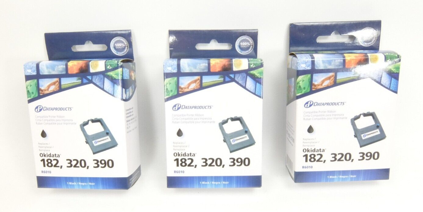 Dataproducts  (Set of 3) R6010 Compatible Ribbon Black fits Okidata 182 320 390