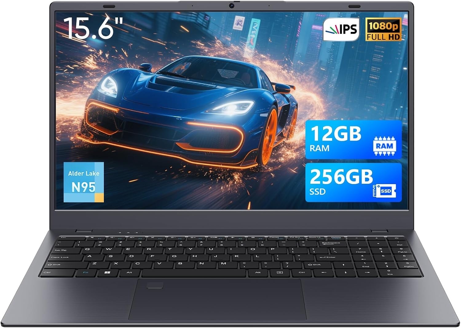 ITAMRYO 15.6" Laptop, N95 Quad Core, 12GB DDR5 RAM 256GB SATA3 SSD, Win 11