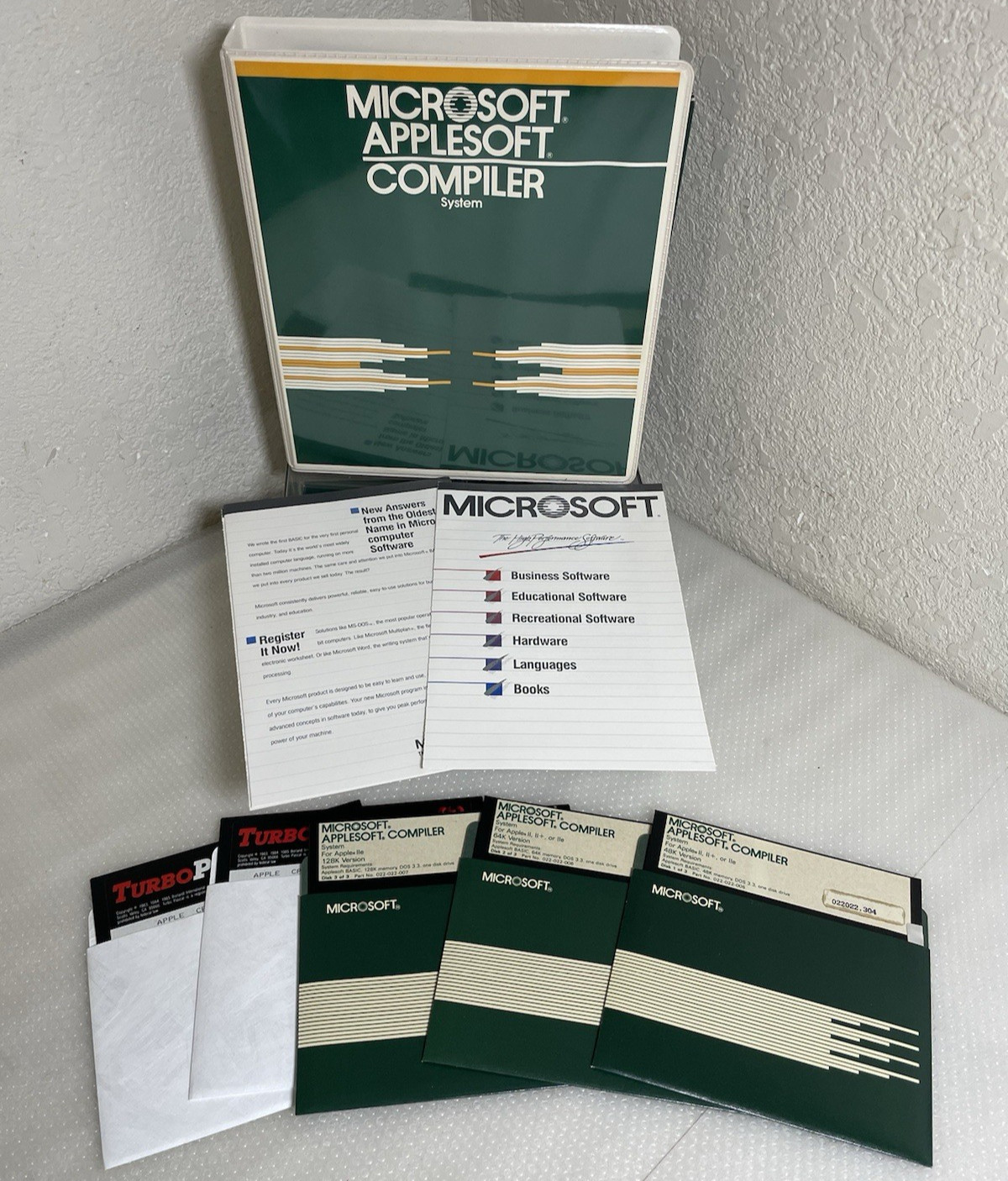Microsoft Applesoft Compiler System Apple II II+ IIe Complete 3 Disk Set Manual