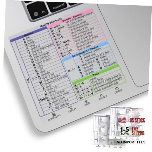 2PCS MacBook Accessories Mac OS Shortcut Sticker for MacBook 15 16 inch Clear