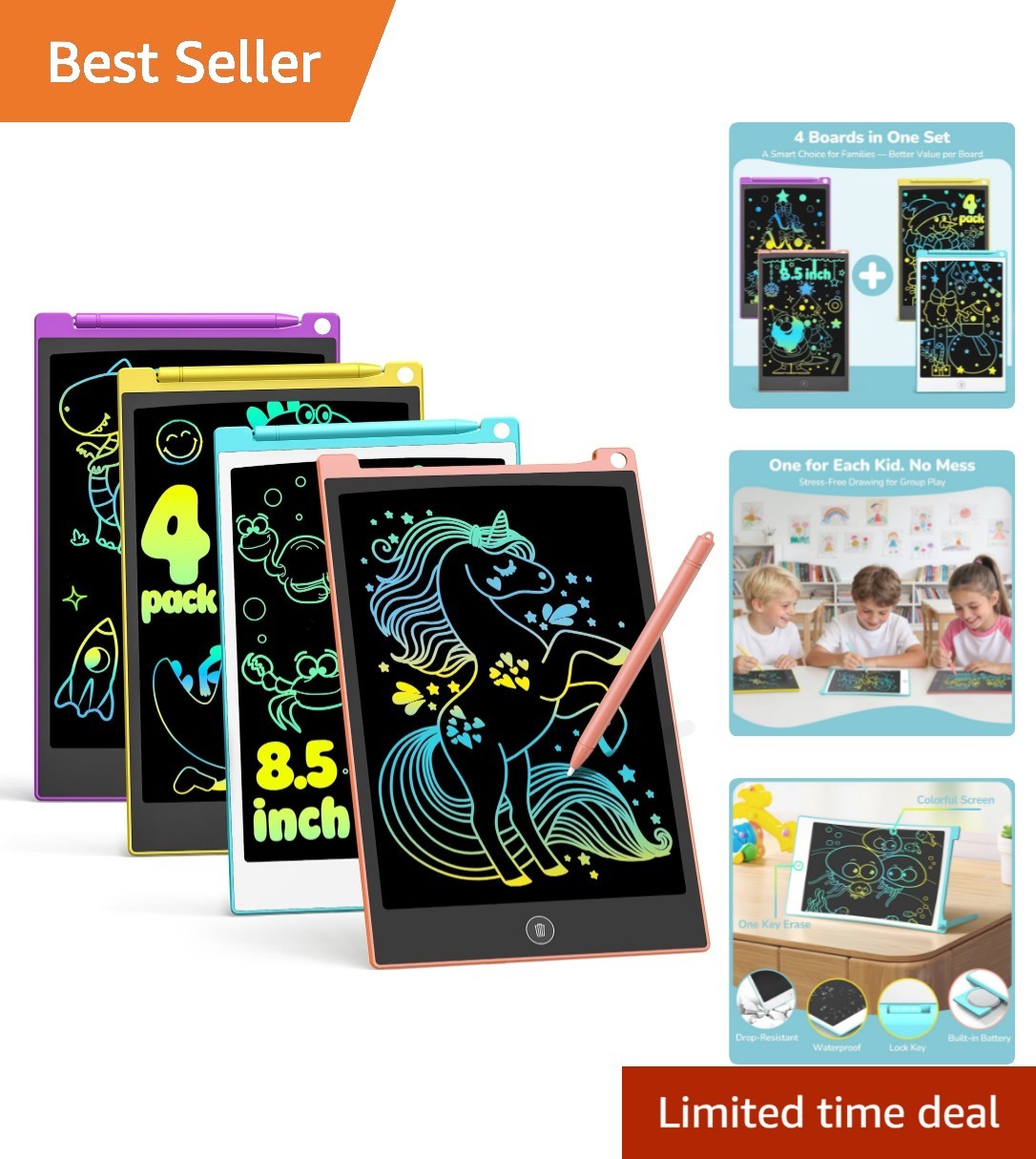 Ultimate Gift: 4-Pack 8.5 Inch LCD Writing Tablets for Boys & Girls Ages 3-8