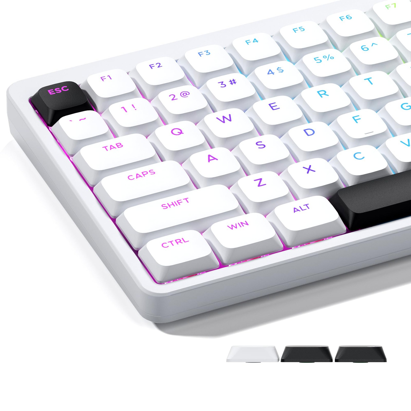 XVX Low Profile White Keycaps Double Shot PBT Shine Through Set MX Switches