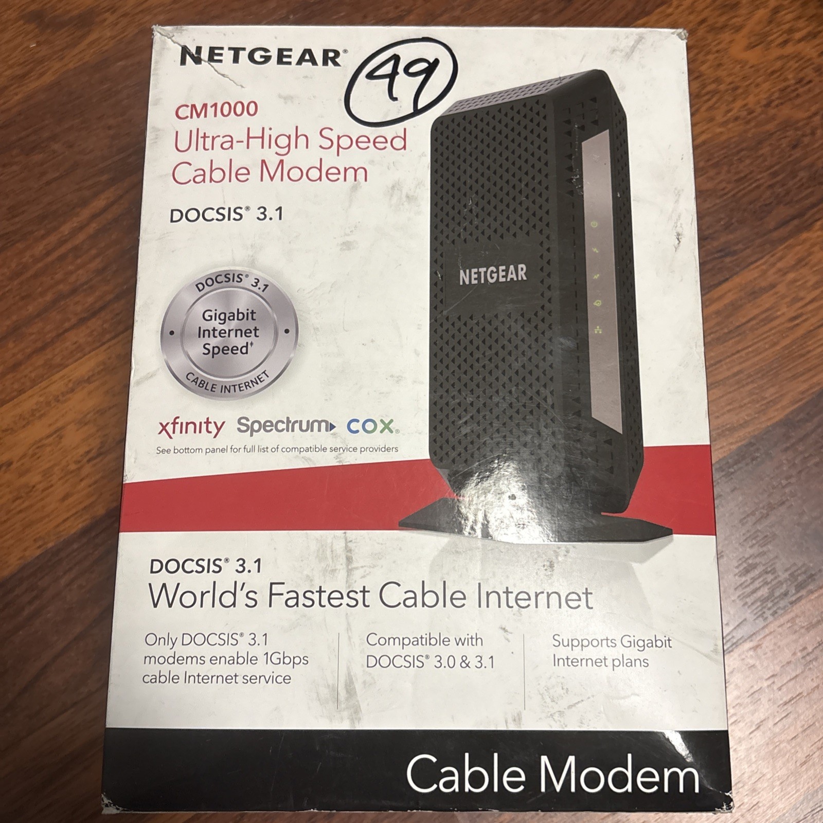 NETGEAR CM1000 Wired-Ethernet (RJ-45) Cable - CM1000100NAS (Black)  OPEN BOX