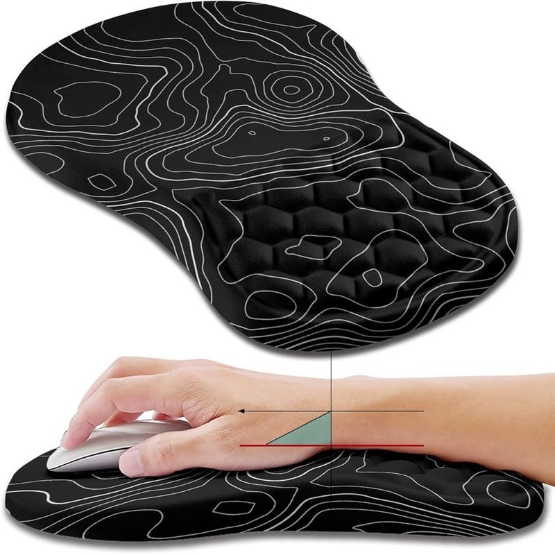 Ergonomic Mouse Pad W/ Memory Foam Wrist Support Massage Design Non-Slip Base US