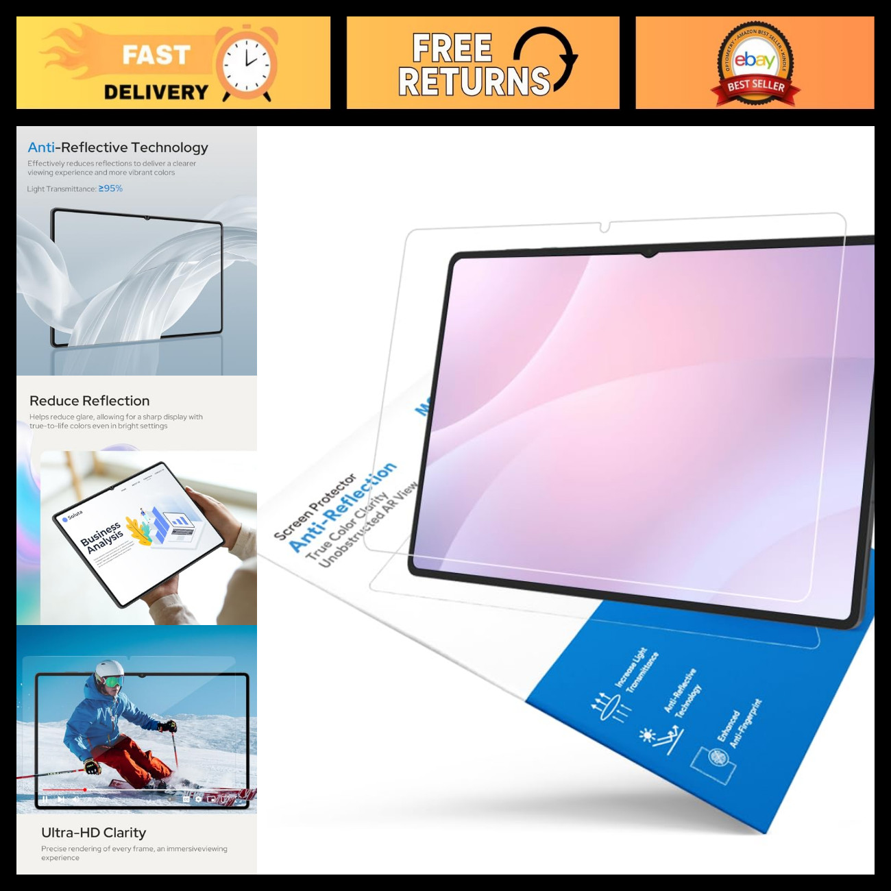 2 Pack AR Screen Protector for Samsung Galaxy Tab S11 Ultra 14.6" - Anti-Glare,