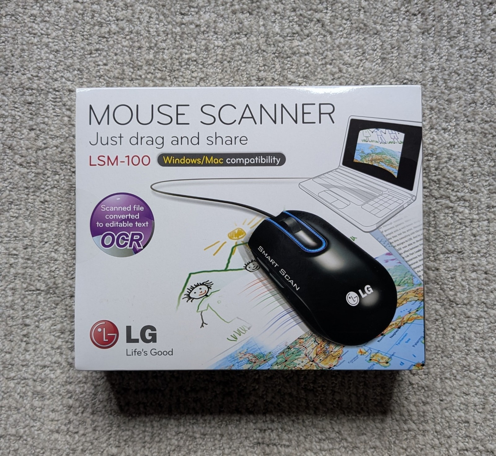 LG Smart Scan Black Computer USB 1200 DPI Mouse Model MCL1U (LSM-100) Scanner