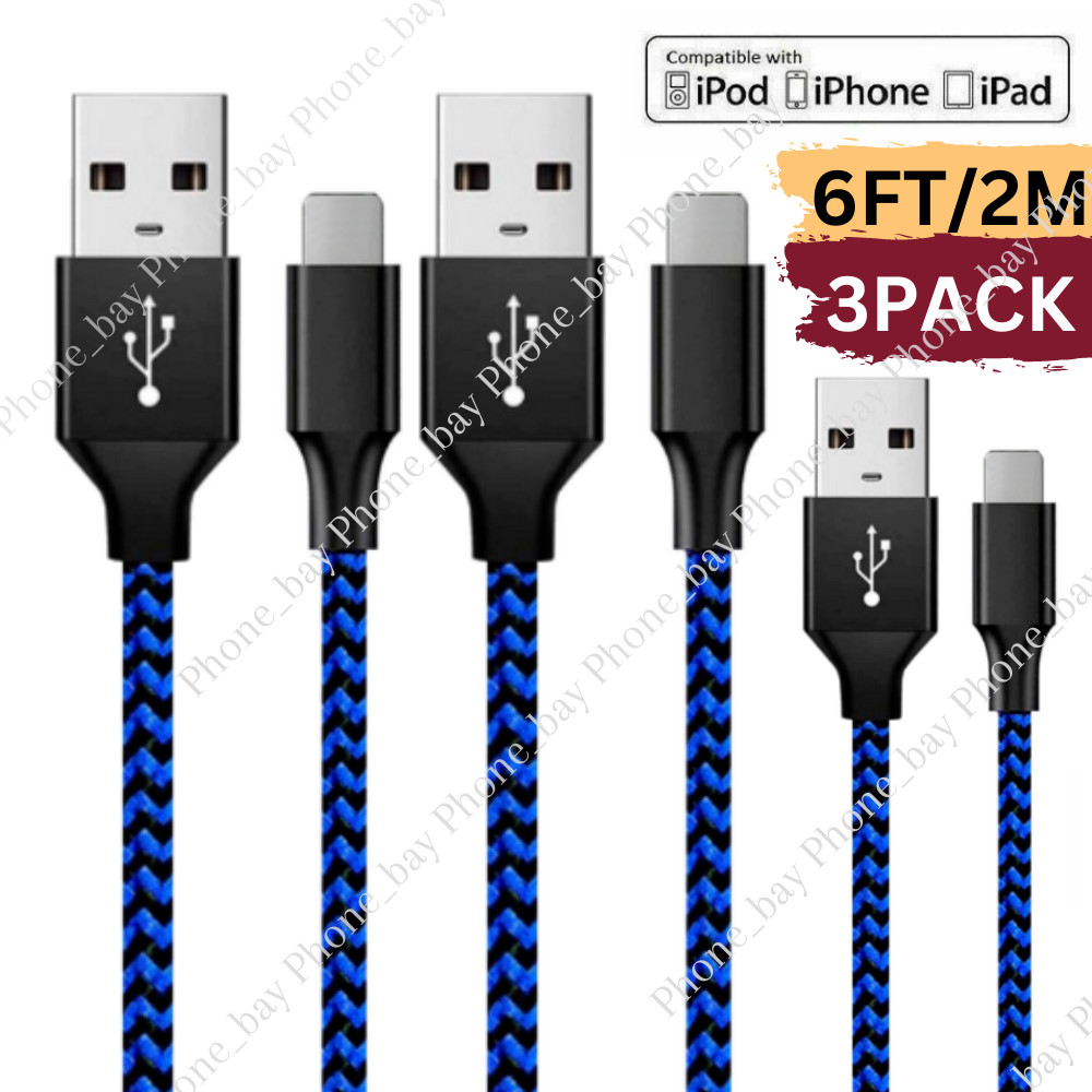 3 Pack 6Ft USB Fast Charger Cord Charging Cable For iPhone 14 13 12 11 XS 8 7 6