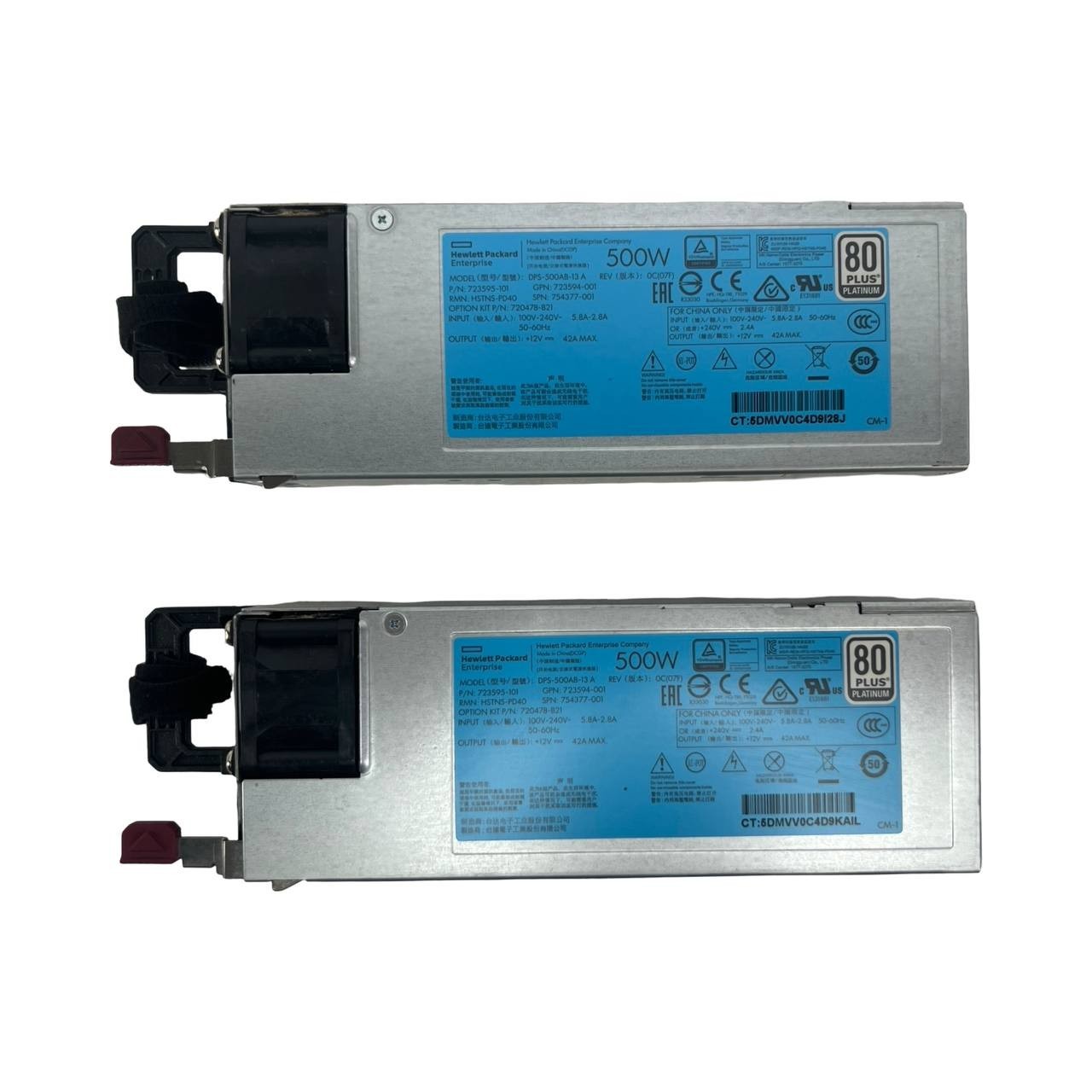 Lot of 2 - HPE 500W Power Supply Unit Model HSTNS-PD40 / P/N 723595-101