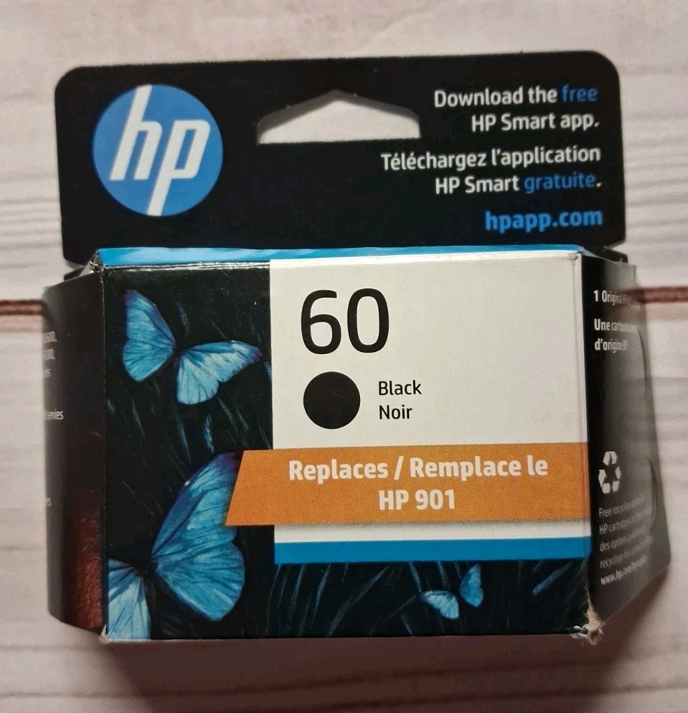 NEW FACTORY SEALED HP 60 BLACK INK CARTRIDGE EXP JAN 27 