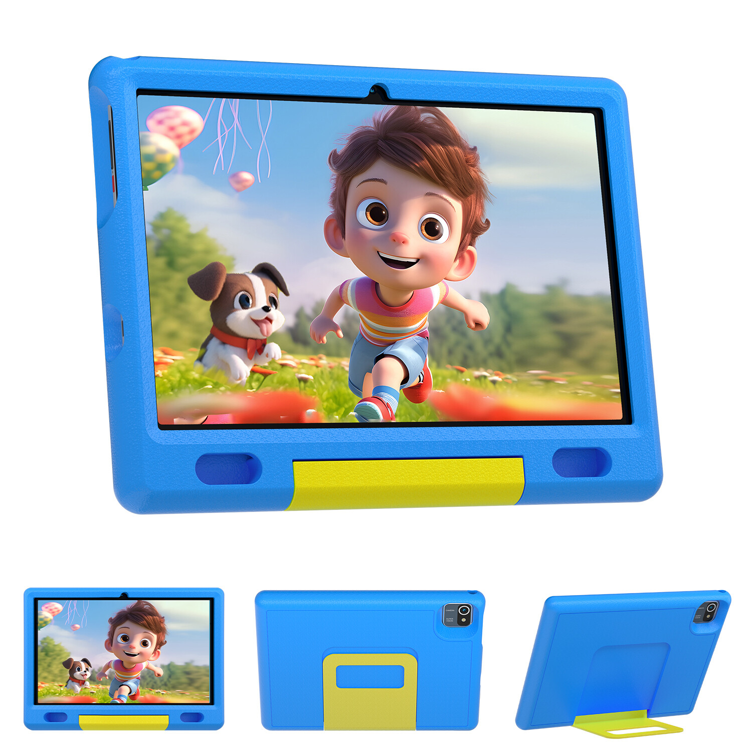 AEEZO Kids Tablet 10 inch Android 13 Tablets 6+64GB with Shockproof Blue ＆ Pink