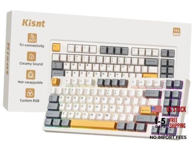 KN85 Wireless Mechanical Keyboard, 75% Layout, Retro Beige