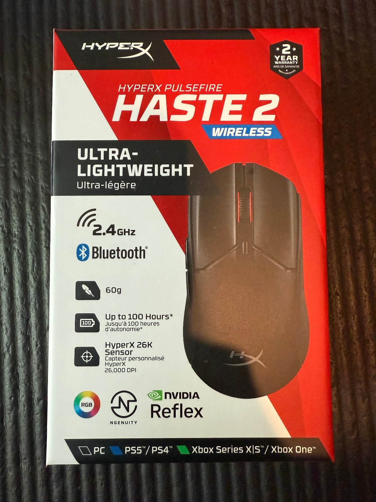 HyperX Pulsefire Haste 2 Ultra-Light Wireless Gaming Mouse (Black) - Brand New