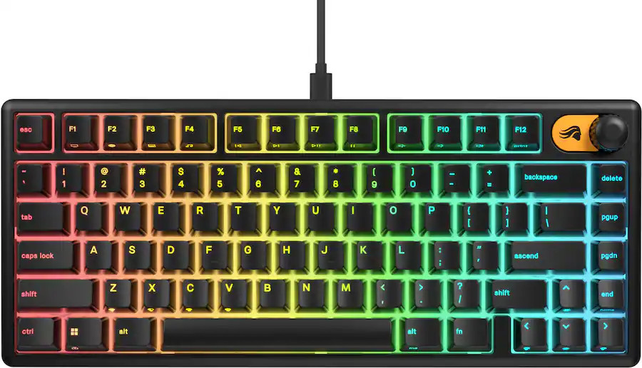 Glorious GMBK 75% Wired Membrane Gaming Keyboard Swappable MX-Compatible Caps VG