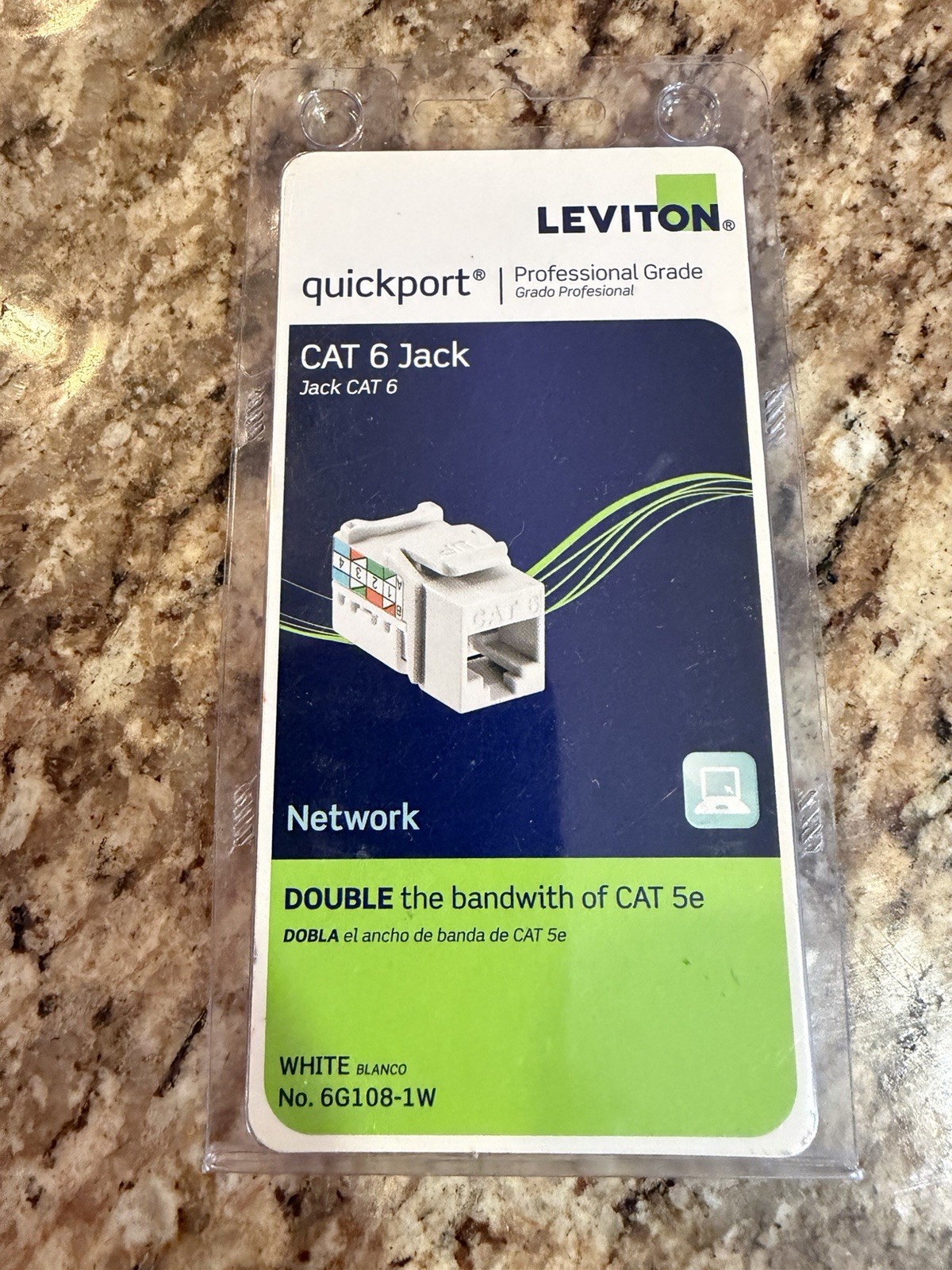 leviton quickport cat6 jack 6G108-1W