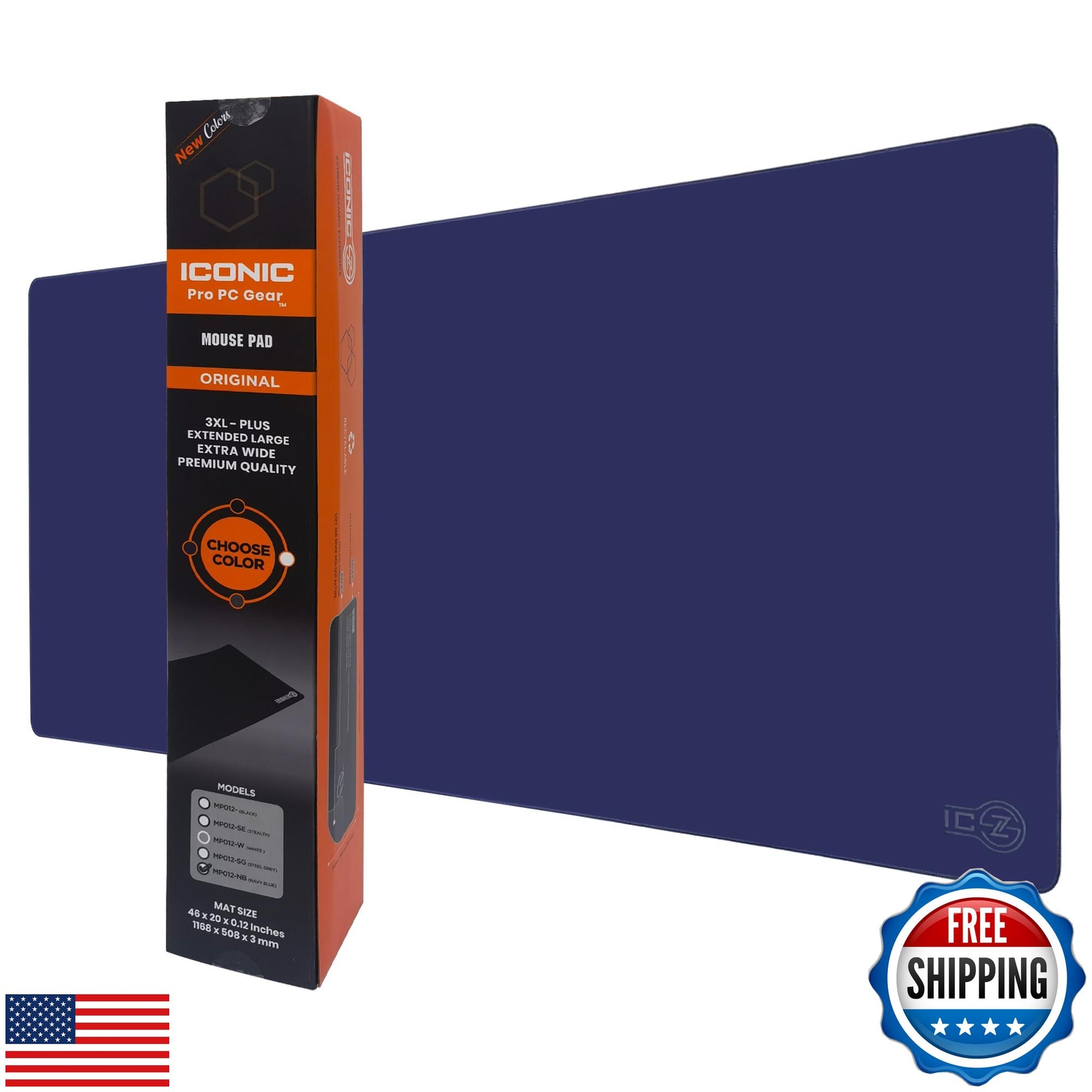 ICONIC - PRO PC GEAR 3XL Extended Gaming Mouse Pad/Mat 46"x20"(Navy Blue) - L