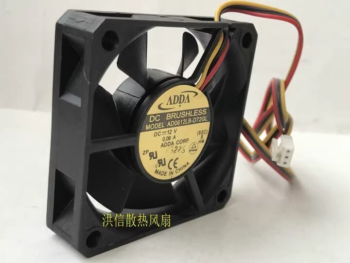 ADDA AD0612LB-D72GL 6015 DC12V 0.09A 60*60*15MM 6CM 3-Pin Silent Cooling Fan