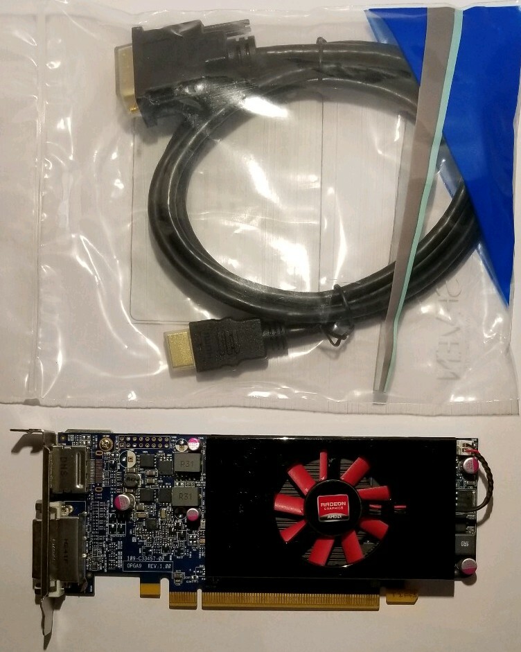 AMD Radeon HD 7570 1GB GDDR5 DVI HDMI Cable SFF Windows 10 Video Graphics Card