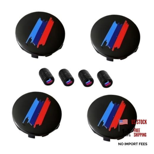 4PCS M 3 Color Wheel Center caps with Same Logo tire Valve caps Cover Original
