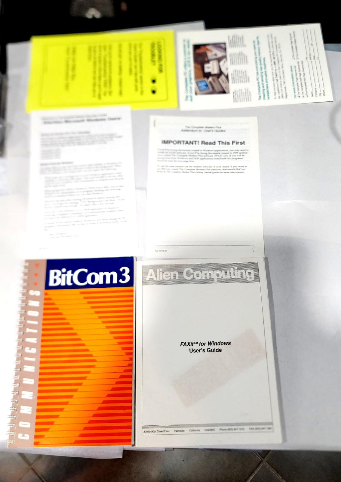 Vintage 1990s BitCom 3 & FAXit Windows 3.0 Software Manual Lot Unopened 