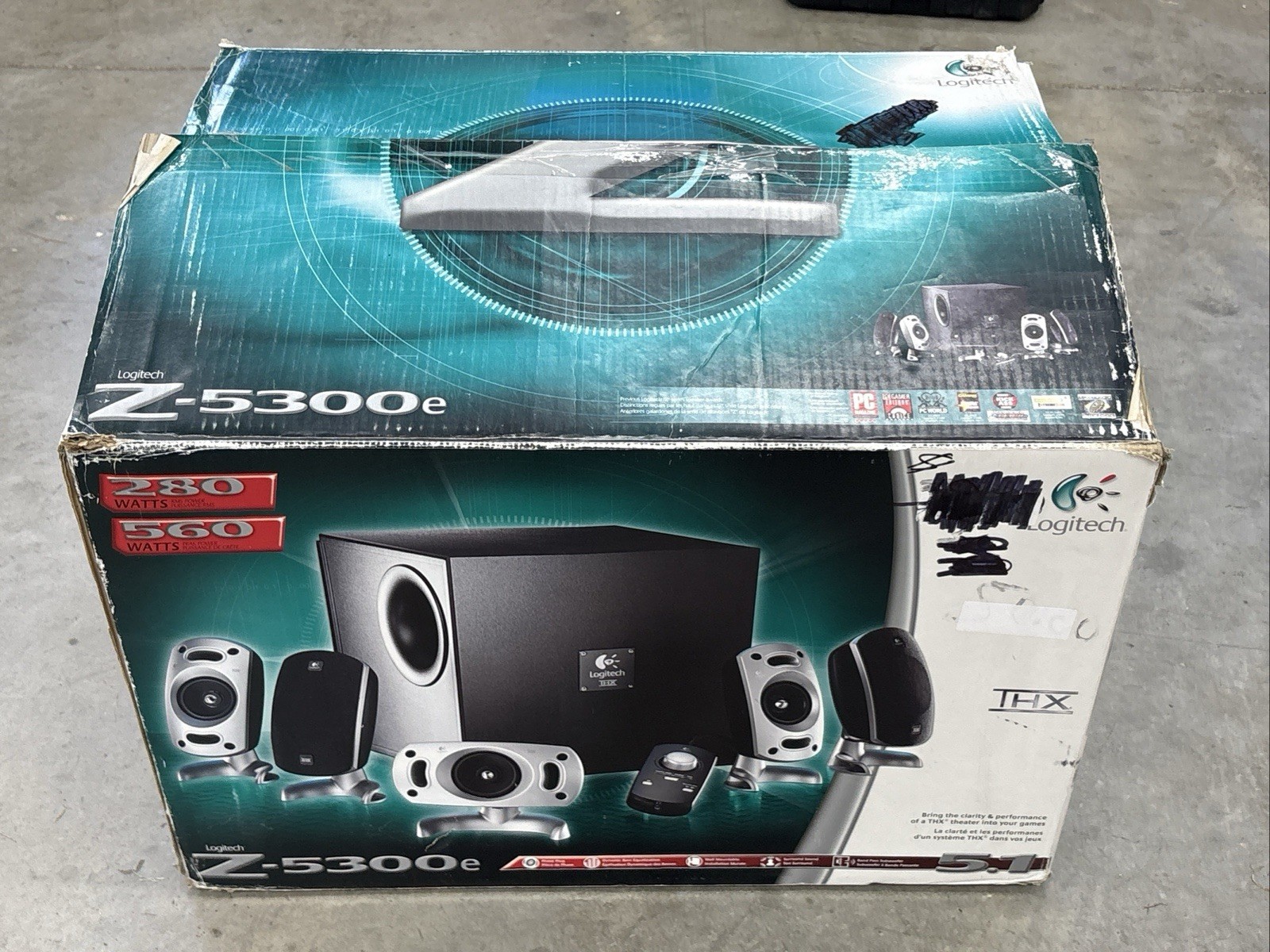 Logitech Z-5300e 5.1 THX Surround Computer Speakers Subwoofer COMPLETE In Box