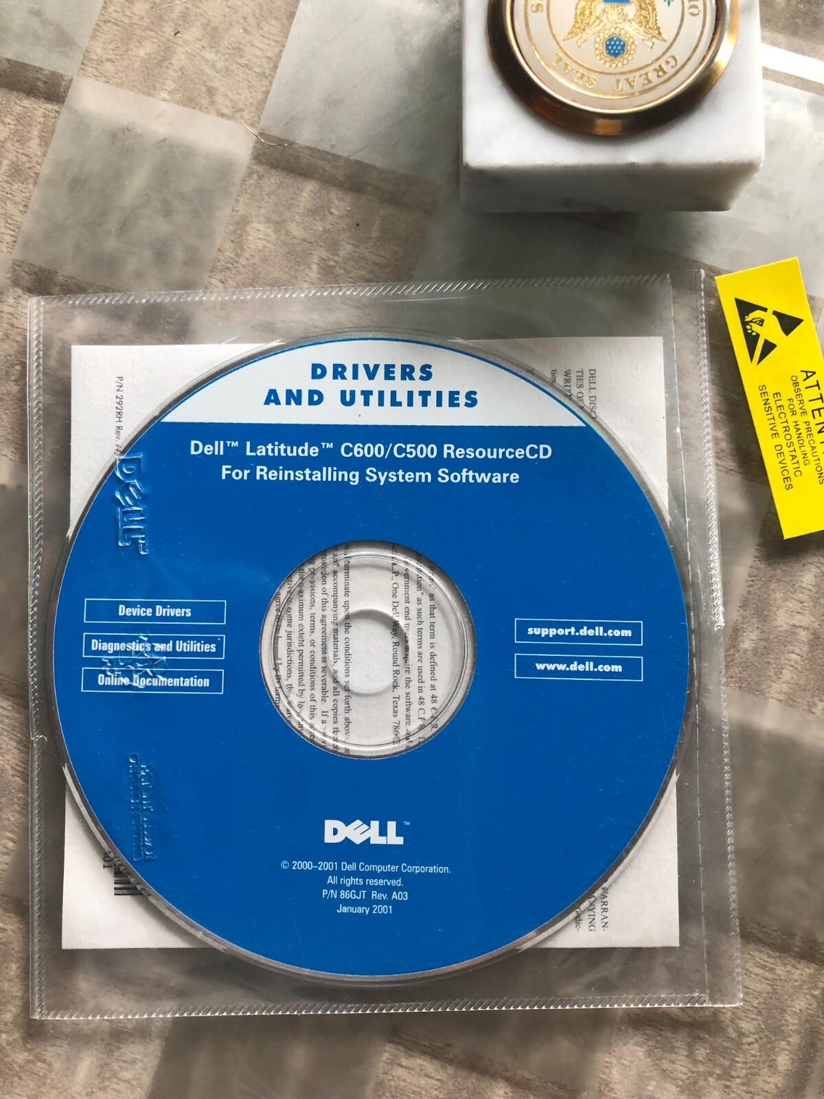 Dell C600/C500 Drivers and Utilities -  ResourceCD July 2001 P/N 86GJT