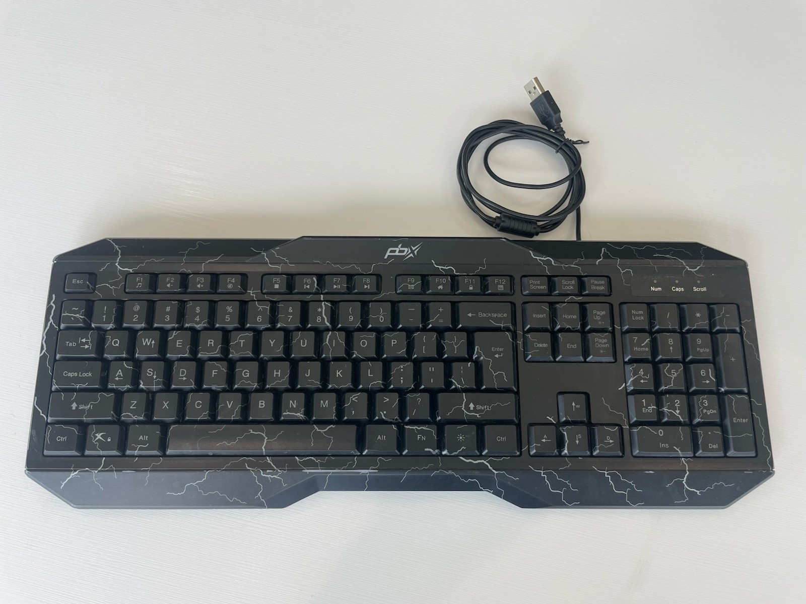 PBX PBGK52 Wired USB Gaming Keyboard Black Lightning Design Tested Working