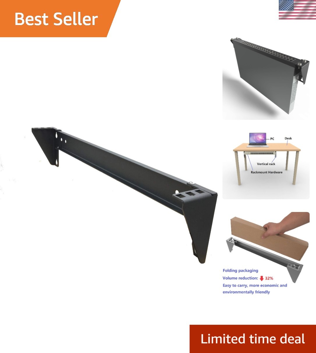 Versatile 1U Wall Mountable Vertical Rack for Efficient Networking Solutions