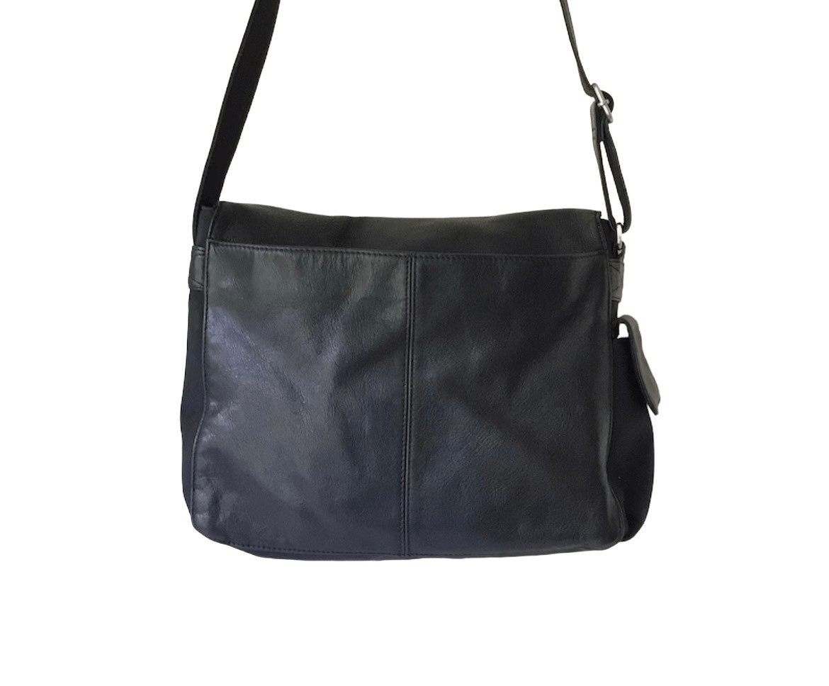 Fossil Crossbody Bag Black Shoulder Leather Microfiber Work Fashion Business
