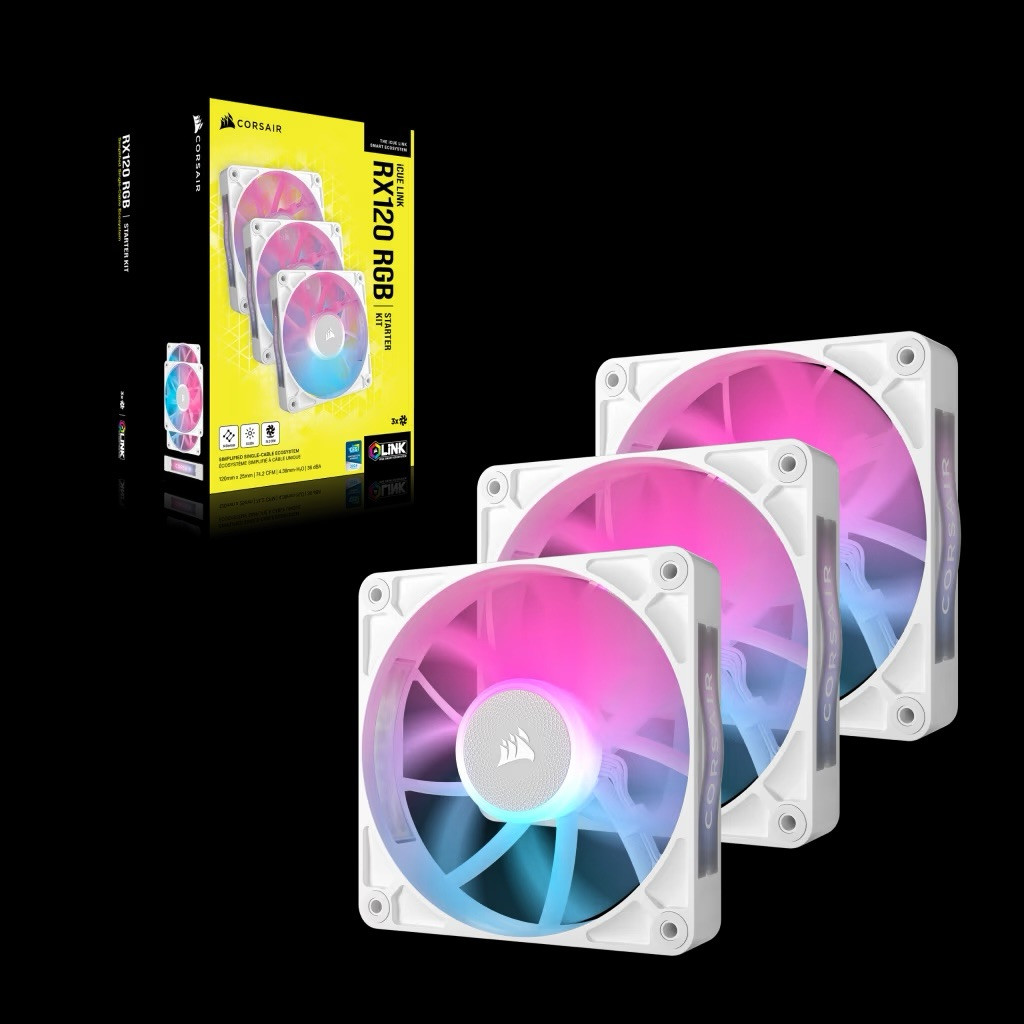 CORSAIR iCUE LINK RX120 RGB STARTER KIT (WHITE) - Factory Sealed