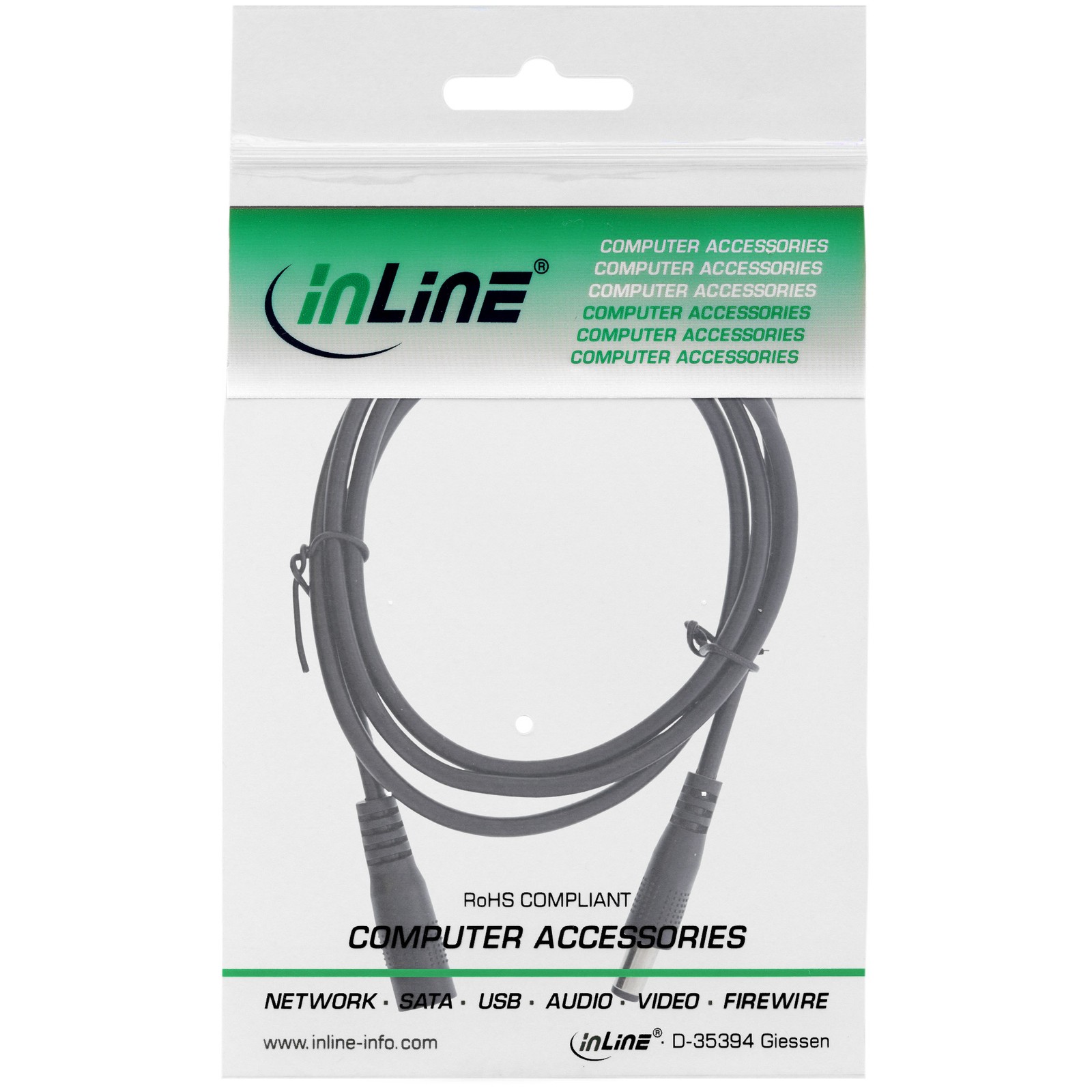 26803B InLine Extension Cable DC Male 5 5x2 1mm Black 3m ~D~
