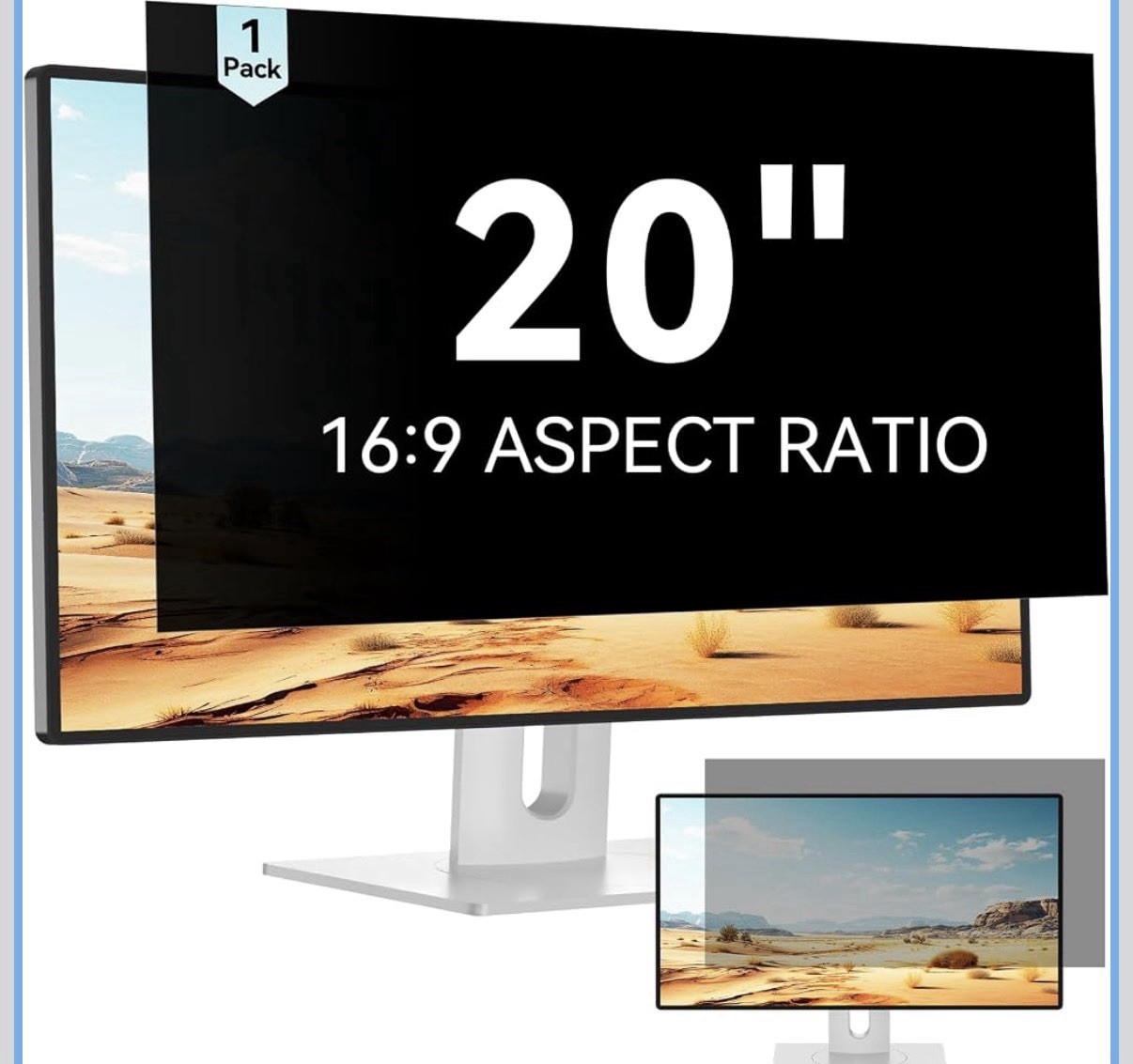 MAMOL 2 Pack 20" Computer Privacy Screen 16:9 Black Widescreen Anti Glare