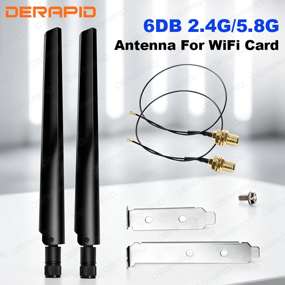 2x6dBi Dual Band 2.4GHz 5GHz WiFi Antenna External RPSMA MHF4 Cable for M2 Card