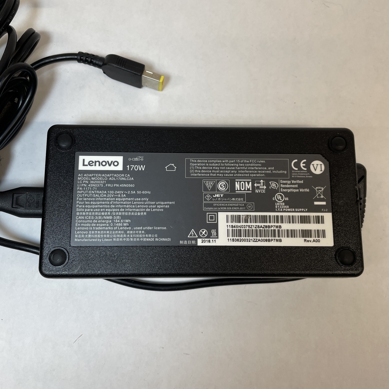 Lenovo OEM 170W Slim Tip 20V 8.5A AC Adapter Mixed Model